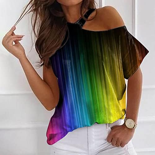 צמרות נשים, צמרות קיץ לנשים 2023 חולצות הדפס צבעוניות טרנדי