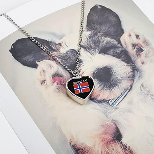 נורבגיה דגל מודפס לחיות מחמד כד שרשרת עבור אפר לב שריפת גופות תכשיטי זיכרון תליון אפר מחזיק עבור כלב