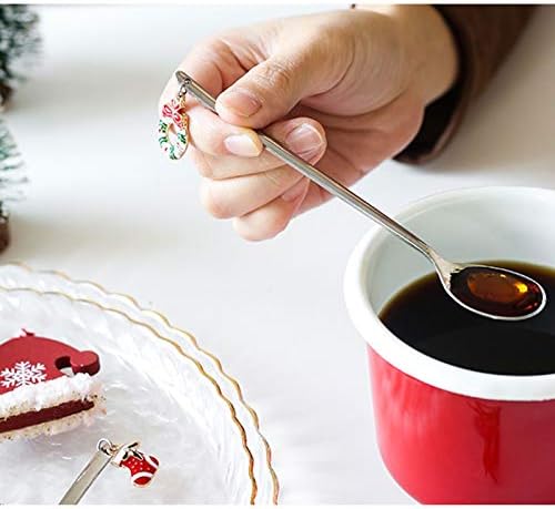 כפות מטבח סט מתנות לחג המולד בן 6 חלקים נירוסטה קפה קפה מערבב כף אבטיח עוגת עוגת קינוח כפית