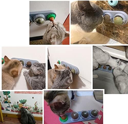 ZZJBGS חתול מנטה כדור צעצועים לחתול, 4 חבילות, צעצועים ללקק חתולים, צעצועים לעיסת חתלתול, צעצועים לניקוי שיניים,