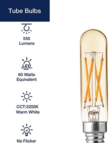 מנורת פלסנט נורות לד 60 וואט שווה ערך, ניתן לעמעום 12 נורות נברשת לד, ט6 / ט25, 5.5 וואט, 2200 קראט לבן