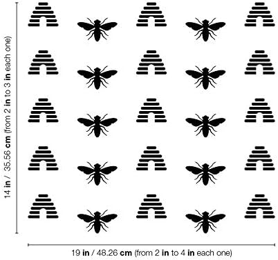 סט של 25 ויניל קיר אמנות מדבקות-דבש & מגבר; דבורים דפוס - מ 3 איקס 4 כל - סופר חמוד מגניב דבק מדבקת