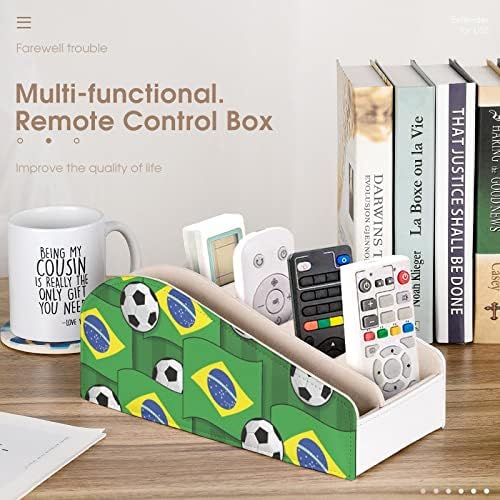 דפוס כדורגל ברזיל דפוס עור PU Control Control Control Box Multi-Functure Desktop מארגן לטלוויזיה מחזיקים מרחוק