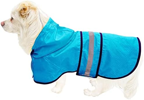 מעיל גשם של כלב עמיד למים רפלקטיבי רפלקטיבי - מעיל מעיל פונצ'ו פונצ'ו קילוף קל משקל עם רצועת בטן מתכווננת