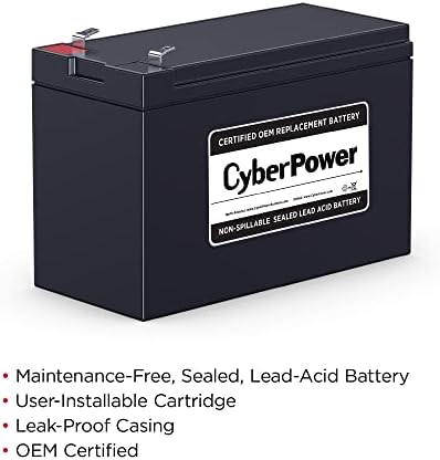 CyberPower RB1280 מחסנית סוללות להחלפת UPS, ללא תחזוקה, ניתנת להתקנה, 12V/8AH