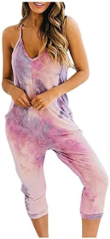 ערב השנה החדשה תלבושת מזדמן לקשור צבוע כיס ארוך הדפסת רצועת חליפת נשים של סרבל רומפר ג ' ינס סרבל