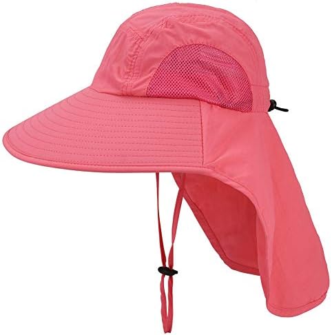 כובע שמש לילדים עם דש צוואר - יוניסקס מתכוונן לילדים שוליים רחבים קיץ עד 50 + דלי רשת להגנה