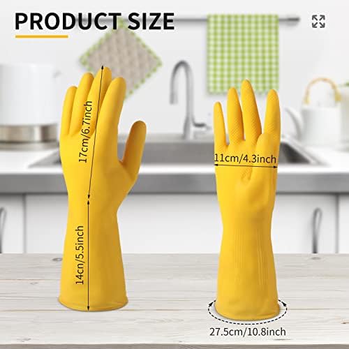 טונדיאמו ביתי ניקוי כפפות לשימוש חוזר גומי לשטיפת כלים כפפות עמיד למים צהוב כפפות עבור ציור מטבח גינון