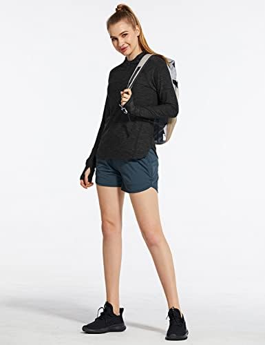 חולצות יבשות מהירות של נשים בולף שרוול ארוך לריצת אימון טיולים UPF50+ SPF סוודר קל משקל