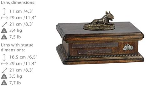 בול טרייר שוכב 4, כד עבור כלב אפר זיכרון עם פסל, לחיות מחמד של שם וציטוט-ארטדוג אישית