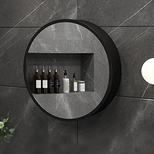 שחור מראה ארון עגול הזזה דלת מראה ארון אמבטיה מראה עם אחסון מדף קיר רכוב ארון אמבטיה עם מראה