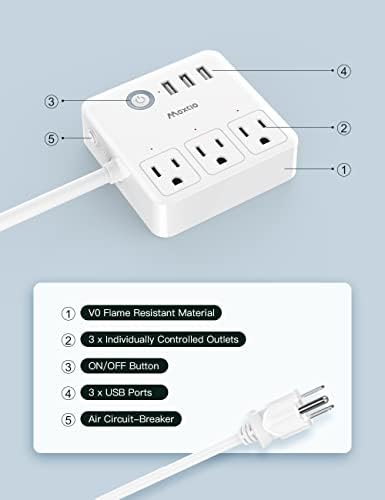 Smart Power Strip, Maxcio USB Surge Surge Protector התואם ל- Alexa & Google Home, חנויות חכמות