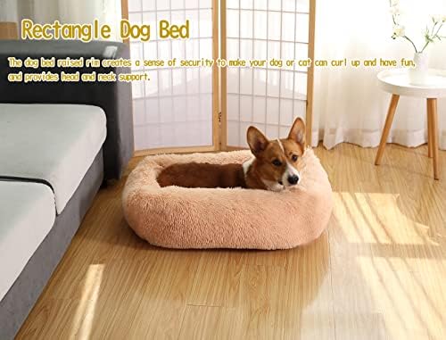 מיטות כלבים לכלבים קטנים בינוניים גדולים, מכונה 28 אינץ 'מיטת ספה כלב רחיצה, מיטת גור מלבן, מרגיעה