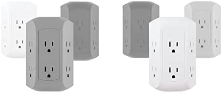 Ge Pro 6-Outlet Extender, מגן מתח, 47823 & Ge Pro 6-Outlet Extender, מגן נחשול, ברז קיר מרווחת,