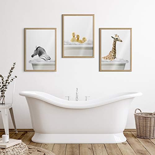 קייט ולורל בלייק אמבטיה קצף אמבט 3 ברווזים ממוסגר מודפס זכוכית קיר אמנות על ידי יצירתי חבורה