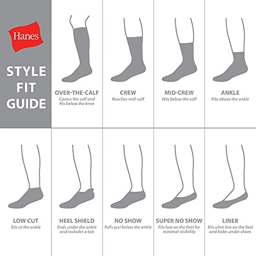 האנס בויז עמיד במיוחד ללא הצגת גרביים אתלטים מרובי תארים, לבן, קטן - 4.5-8.5 ארהב