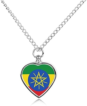 דגל של אתיופיה מודפס לחיות מחמד כד שרשרת עבור אפר לב שריפת גופות תכשיטי זיכרון תליון אפר מחזיק עבור