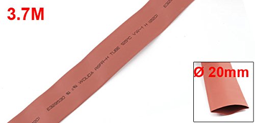 uxcell polyolefin 2: 1 חוט צינורות חום צינורות שרוולים, 3.7 מ ', קוטר 20 ממ, אדום
