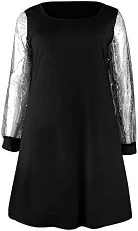 טרבין שמלות לנשים 2023, גבירותיי סקסי אופנה מוצק צבע צוואר שחבור ארוך שרוול שמלה