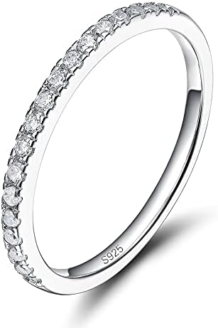 אמטי 2 ממ 925 טבעת נישואין מכסף מעוקב זירקוניה חצי נצח טבעת אירוסין הניתנת לגיבוב גודל 3-13