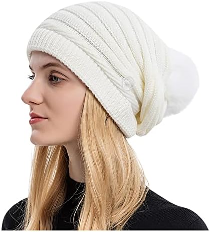 כובעי שעועית Qlazo כובעים סרוגים של נשים יכולים לתלות כובעי צמר חמים חיצוניים