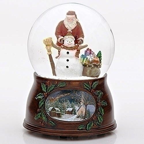 מחזמר חג המולד הרומי מסתובב סנטה קלאוס ואיש השלג גלובוס השלג גליטרדום מנגן יש לעצמך חג מולד קטן