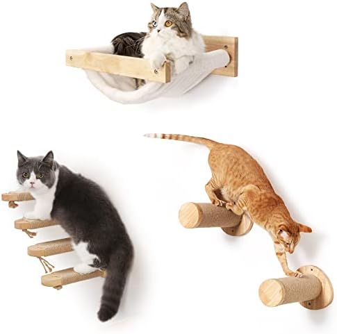 פוקומארו חתול קיר ריהוט, כולל חתול טיפוס צעד, חתול ערסל, חתול מדרגות, לשינה, משחק, טיפוס ורביצה