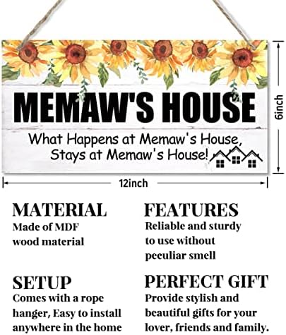 שלט סגנון וינטג 'של Edcto, הבית של Memaw של מה שקורה בביתו של Memaw, נשאר בביתו של Memaw, שלט עץ