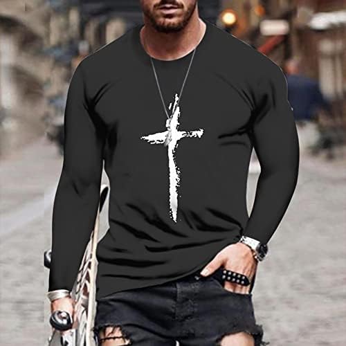 XXBR חייל חולצות שרוול ארוך לחולצות לגברים, סתיו 3D חידוש אמונה ישו ישו חוצה הדפס אימון אתלטיקה טי צמרת