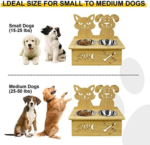 מיבו מוגבה כלב קערות, כלב קערת סטנד עם 2 נירוסטה כלב מזון קערות, העלה כלב קערת עבור קטן בינוני כלבים