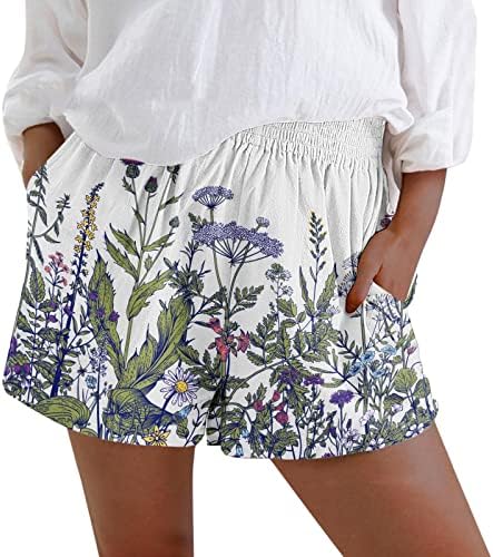 מכנסיים קצרים לנשים לקיץ טרקלין נוח מזדמן בצבע טהור מכנסיים קצרים חוף רחבים מכנסיים קצרים מותניים