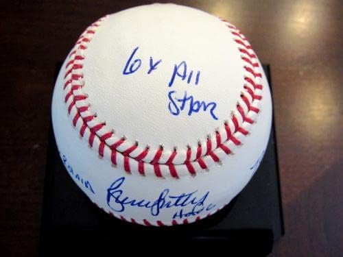 Bruce Sutter Chicago Cubs Cobs Stl Cards Braves Hof Stat חתום Auto OML Baseball JSA - כדורי חתימה
