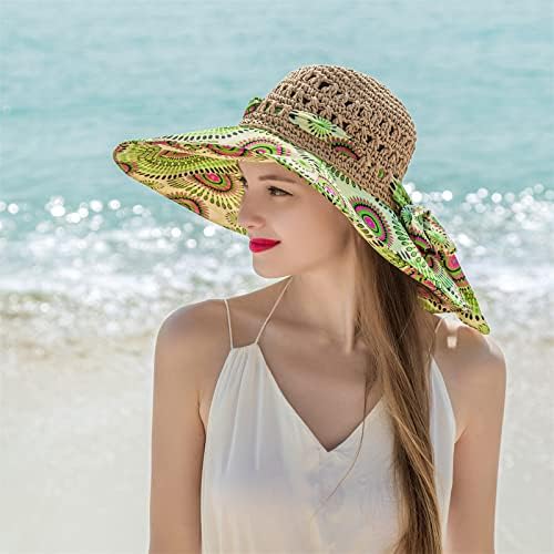 נשים בוהמיות של Spencial כובעי דיג, כובע קש הגנה על חוף השמש, כובע קש לחוף השמש, טיול קיאקים בקיץ דלי