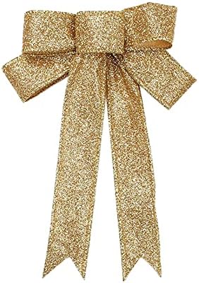 XIOS 2022 קשת חג המולד קישוטים חיצוניים 23 סמ עץ חג המולד הגדול עליון כובע קשת קטיפה קשת קשת עם גלישת זהב