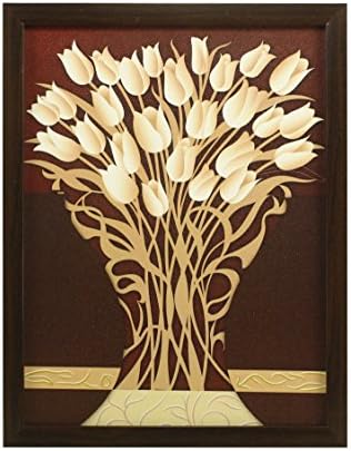 אינדיאנרה פרח מלבני סינטטי עץ אמנות ציור