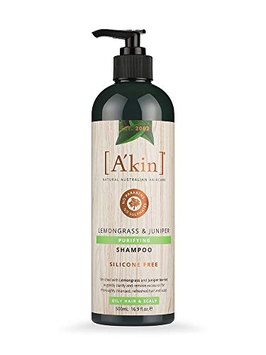 A'Kin MG Lemongrass & Juniper Shampoo Shampoo 500ML מועשר עם גרגרי לימון וגרגרים כדי להבהיר בעדינות ולהסיר