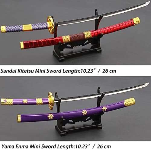 ערכת 4 חלקים Roronoa Zoro חרבות מחזיק מפתחות קטנות עם סט עמד