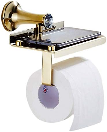 מחזיק נייר טואלט של XJJZS-מחזיק נייר טואלט עם מדף, חדר אמבטיה רכוב על קיר ללא אגרוף, יכול להכיל נירוסטה
