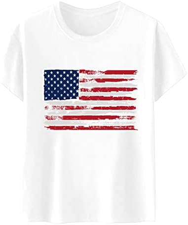 חולצות 4 ביולי נשים דגל אמריקאי חולצת טש חולצת קיץ מזדמנים חולצת טי שרוול קצר