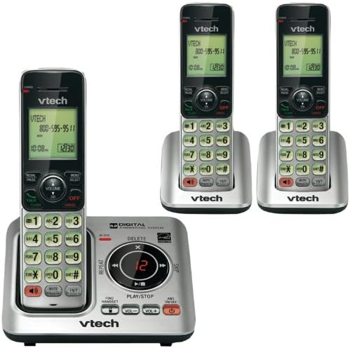 6629-3 דקט 6.0 להרחבה אלחוטי טלפון עם מענה מערכת שיחה מזוהה / שיחה ממתינה,כסף עם 3 מכשירים, 6.9 איקס 6.7