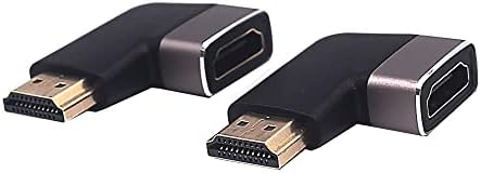 Kework 2 חבילה HDMI 8K מאריך, 90 מעלות זווית שמאלית HDMI 2.1 גרסת זכר ל- HDMI 2.1 גרסת מצמד מחבר מתאם סיומת