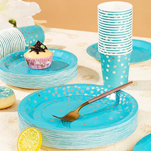 200 יחידות צלחות כחולות ומפיות אספקת מסיבת יום הולדת מציינים צלחות נייר כחולות צלחת מסיבה כחולה חד פעמית