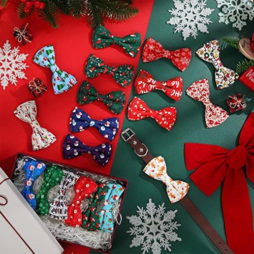 30 חתיכות חג המולד עניבות קשת כלב כלב צווארון קשת קשת עניבות מצורף עם רצועות אלסטיות