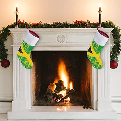 דגל רטרו ג'מייקה גרבי חג המולד גרבי תלייה הדפס קישוטי אח עץ חג המולד