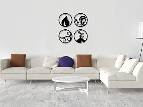 Godblessign ארבעה אלמנטים שלט מתכת, שלט, תפאורה לקיר מתכת לבר קפה ביתי קפה בר, מתנה מודרנית של עיצוב