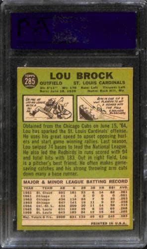 1967 Topps 285 LOU BROCK PSA 8 20811141 - כרטיסי בייסבול מוטלים