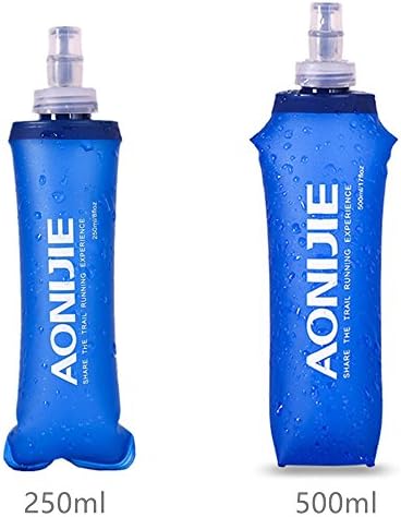 Aonijie 2 PCS ספורט בקבוק מים מתקפל בקבוק BPA בחינם + 2 PCS מכסה קש חלופי - TPU משקה קל קומקום בקבוק מתקפל לטיול