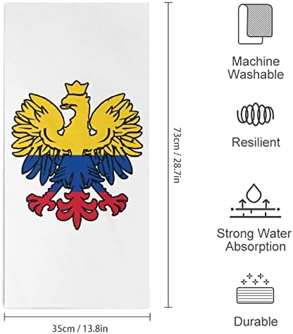 דגל קולומביה עם נשר פולני מגבות ידיים פנים וגוף שטיפת גוף מטלוני רחצה רכים עם חמוד מודפס למלון מטבח אמבטיה