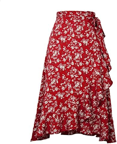 חצאית Lcziwo Boho לנשים עוטפים שחגול פרחים מודפסים חוף חוף פרח