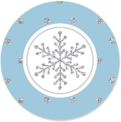 נקודה גדולה של אושר ארץ הפלאות החורפית - מסיבת חג של פתית שלג ותוויות מדבקות מעגל החורף - 24 ספירה